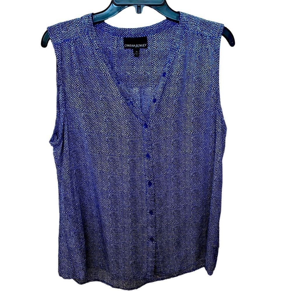 Cynthia Rowley Sleeveless Top Blue White Size XL